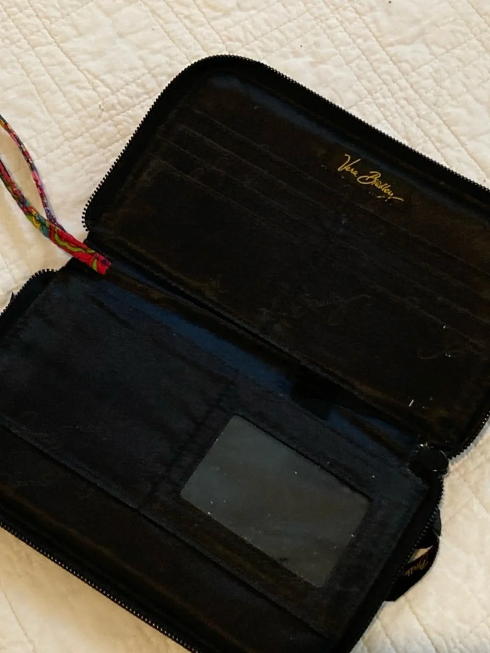 Vera Bradley Black Multi Paisley Quilted Wristlet Wallet